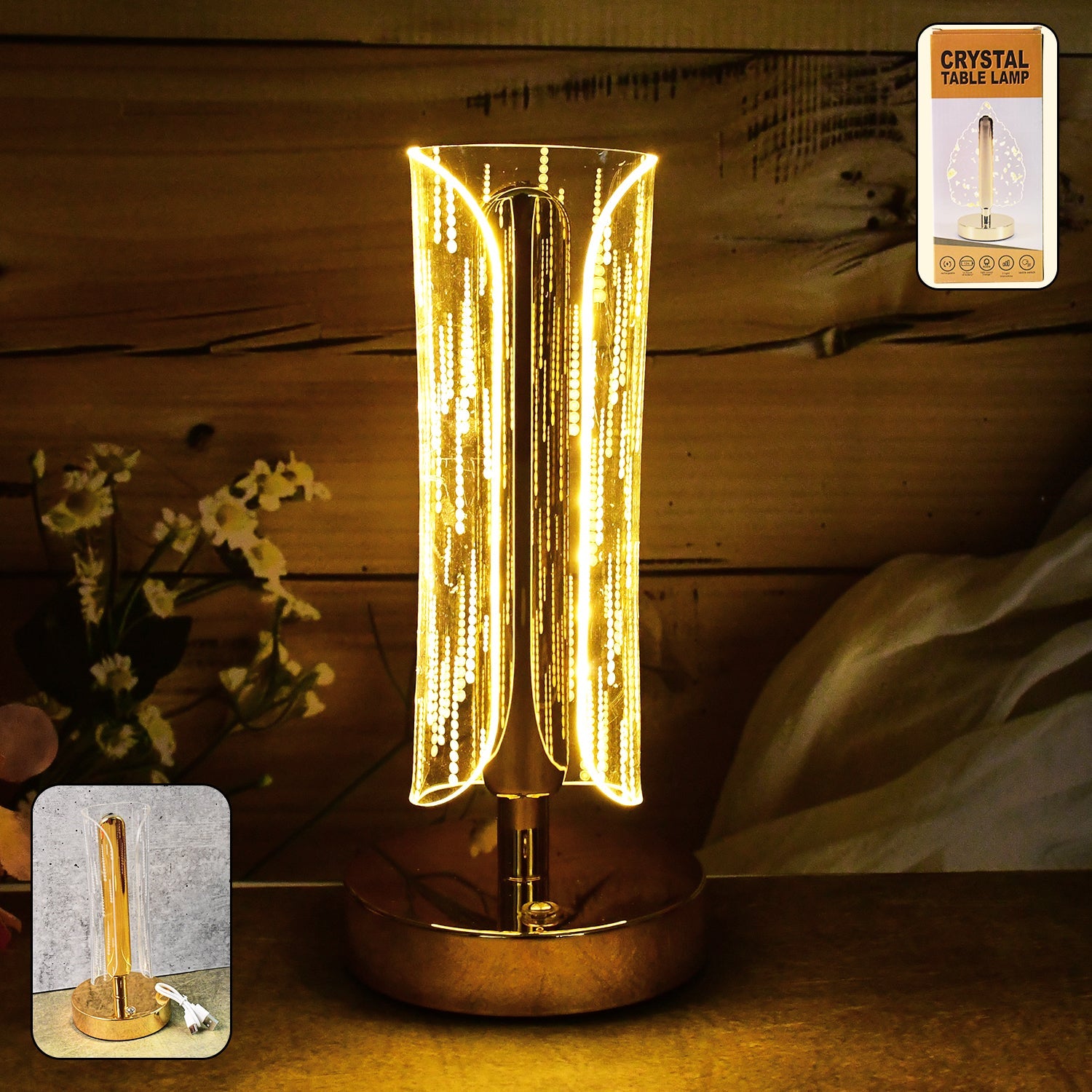 Luxury Tall Cylinder Shape Crystal Table Lamp Luxury Tall Cylinder Shape Crystal Table Lamp